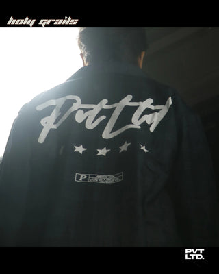 Guy in Street Style 'Blaze Grid Zip Up' Navy Grid-Check Zipper Jacket HG x Pvt Ltd - Back Close