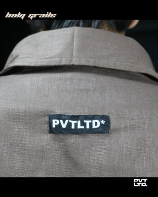 Guy in Street Style 'Brown' 135 GSM 80% Cotton 20% Linen Boxy Fit Shirt HG x Pvt Ltd - Back Close Up