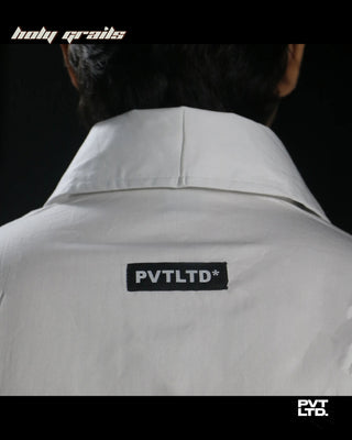 Guy in Street Style 'Classic White' Premium Cotton Boxy Fit Shirt HG x Pvt Ltd - Back Close Up
