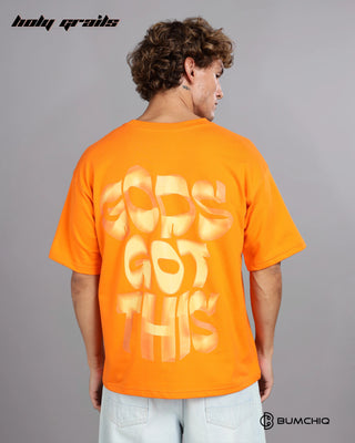 Guy in Street Style 'God's Got This' Orange 240 GSM 100% Terry Cotton Screen Printed Oversize Graphic Tee HG x Bumchiq - Back