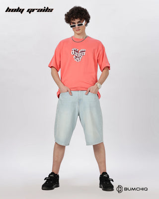 Guy in Street Style 'Love Live' Pink 240 GSM 100% Terry Cotton Screen Print Oversize Graphic Tee HG x Bumchiq - Front Full