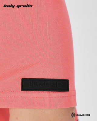 Guy in Street Style 'Love Live' Pink 240 GSM 100% Terry Cotton Screen Print Oversize Graphic Tee HG x Bumchiq - Sleeve Close Up