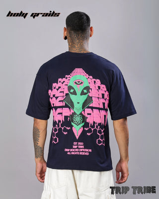 Guy in Street Style 'Macrodosing' Black 240 GSM 100% Cotton Oversize T-Shirt HG x Trip Tribe - Back