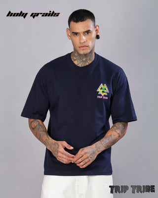 Guy in Street Style 'Macrodosing' Black 240 GSM 100% Cotton Oversize T-Shirt HG x Trip Tribe - Front