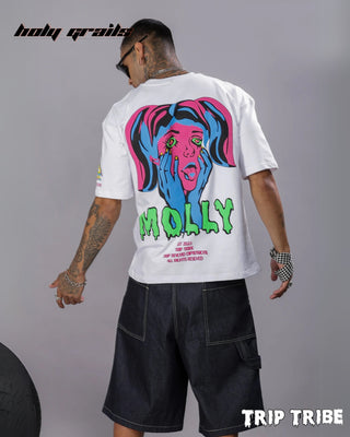 Guy in Street Style 'Molly' White 240 GSM 100% Cotton Oversize Graphic T-Shirt HG x Trip Tribe - Back