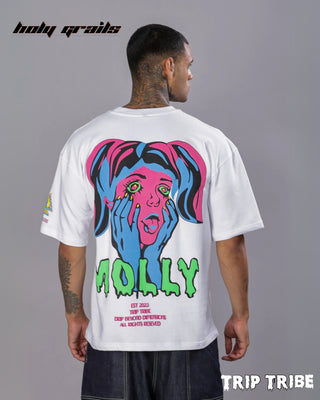 Guy in Street Style 'Molly' White 240 GSM 100% Cotton Oversize Graphic T-Shirt HG x Trip Tribe - Back Close