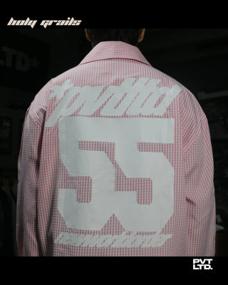 Guy in Street Style 'Rush Hour' Pink Check Cotton Lightweight Boxy Fit Printed Shirt HG x Pvt Ltd - Back