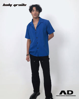 Guy in Street Style 'Pierced' Royal Blue Half Sleeve Shirt HG x AD - Front