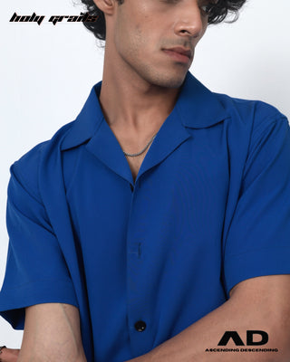 Guy in Street Style 'Pierced' Royal Blue Half Sleeve Shirt HG x AD - Front Close Up 1