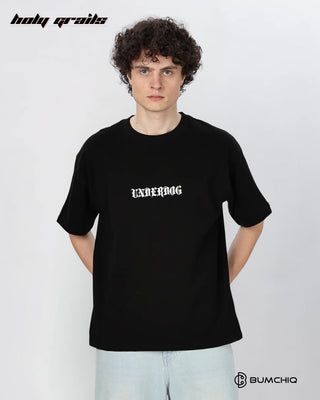 Guy in Street Style 'Underdog' Black 240 GSM 100% Terry Cotton Screen Printed Oversize Graphic Tee HG x Bumchiq - Front