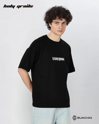 Guy in Street Style 'Underdog' Black 240 GSM 100% Terry Cotton Screen Printed Oversize Graphic Tee HG x Bumchiq - Side 1