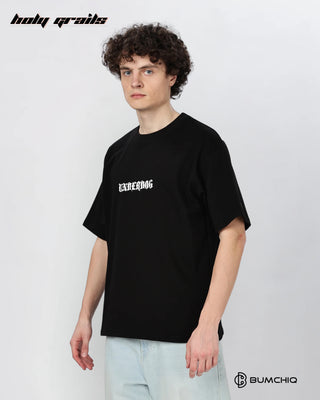Guy in Street Style 'Underdog' Black 240 GSM 100% Terry Cotton Screen Printed Oversize Graphic Tee HG x Bumchiq - Side 2