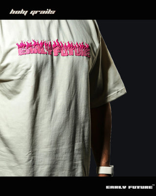 Guy in Streetwear Style 'Not A Pink Panther' Pale Cream 240 GSM 100% Terry Cotton Oversize Tee HG x Early Future - Front