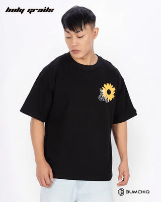 Guy in Streetwear Style 'Own Muse' Black 240 GSM 100% Terry Cotton Oversize Graphic T-Shirt HG x Bumchiq - Front