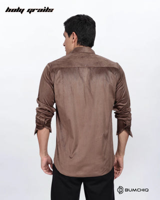 Guy in Streetwear 'Pleat Creased' Brown Polyester Full Sleeve Slim Fit Shirt HG x Bumchiq - Back
