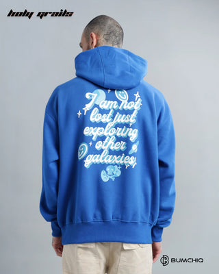 Guy in Streetwear 'Space Time' Blue 350-370 GSM 100% Cotton Puff Print Oversize Hoodie HG x Bumchiq - Back