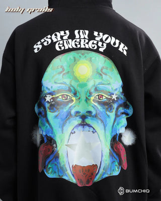 Guy in Streetwear 'Star' Black 350-370 GSM 100% Cotton DTF Print Oversize Hoodie HG x Bumchiq - Back Print Close Up