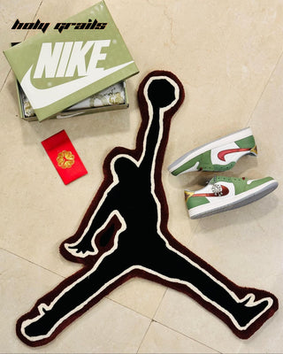 Jumpman Slam Tufted Rug  with AJ1 Low Chinese New Year Sneaker & Sneaker Box on the floor