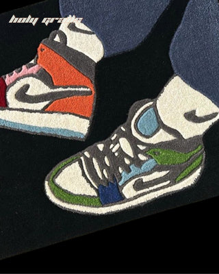 Kick Flex Black Tufted Rug On Floor Close