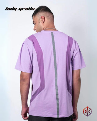 Men In Streetwear Style 'Lavender Byte' Cotton Lycra SJ Knit 185 GSM & Nylon Super Net 110 GSM Oversized T-Shirt HG x Duskin - Back