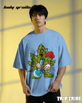 Women in Street Style 'ZaZa High' Baby Blue 240 GSM 100% Cotton Oversize Tee HG x Trip Tribe - Front