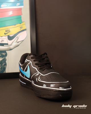 Midnight Azure Swoosh - Custom Kicks - Front Side