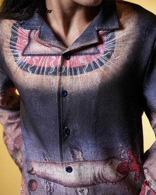 'Monarch Crest Full Sleeve Shirt' HG x King Couture - Front Close Up