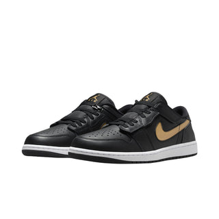 Nike Air Jordan 1 Low FlyEase 'Black Metallic Gold' Sneakers - Front