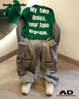 On Chair Streetwear Style 'Rolex' Green Cotton Oversize Tee HG x AD - Back