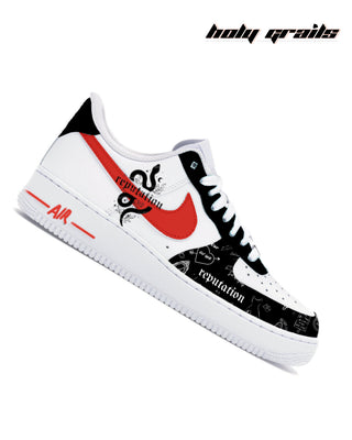 Street Style Custom Air Force 1 x Reputation Era Hand Painted Pop Culture Theme Sneaker - Side 1