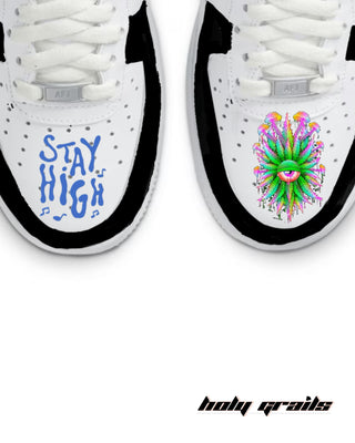 Street Style Custom Air Force 1 x Stay High Hand Painted High Enough Theme Sneaker - Toe Box