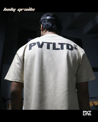 Street Style 'Cold Night' Beige 270 GSM Cotton Puff Printed Oversize Graphics Tee HG x Pvt Ltd - Back