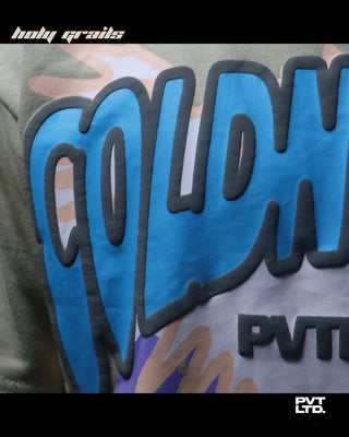 Street Style 'Cold Night' Beige 270 GSM Cotton Puff Printed Oversize Graphics Tee HG x Pvt Ltd - Front Print 2 Close Up