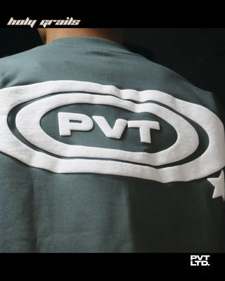 Street Style 'Rokda' Green Oversize 260 GSM Cotton Graphic Tee HG x Pvt Ltd - Back Print Close Up