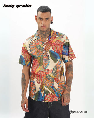 Streetwear Style 'Artistry Parrot' Multi-Color Oversize Half Sleeve Spread Collar Shirt HG x Bumchiq - Front