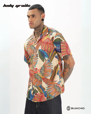 Streetwear Style 'Artistry Parrot' Multi-Color Oversize Half Sleeve Spread Collar Shirt HG x Bumchiq - Side 1