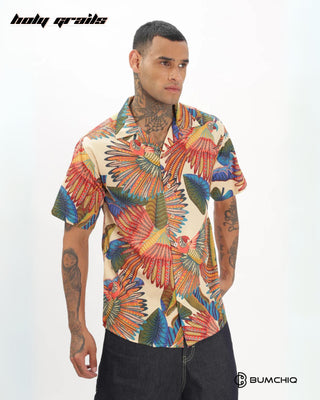 Streetwear Style 'Artistry Parrot' Multi-Color Oversize Half Sleeve Spread Collar Shirt HG x Bumchiq - Side 2