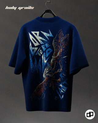 Streetwear Style 'Born To Be Wild' Blue Graphic 240 GSM 100% Cotton Oversize T-Shirt HG x Grey Hound Clothing - Back