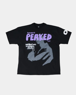 Streetwear Style 'Haven't Peaked Yet' Oversized Black 240 GSM Cotton T-shirt HG x Pvt Ltd - Front