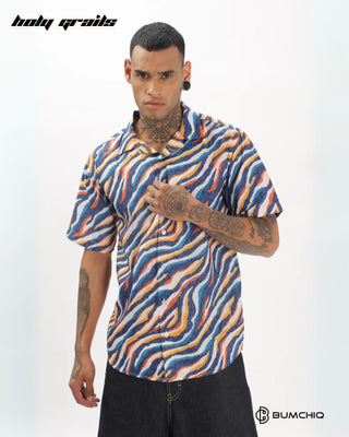 Streetwear Style 'Luviso Groovy' Multi Color Oversized Half Sleeve cuban collar Shirt HG x Bumchiq - Front