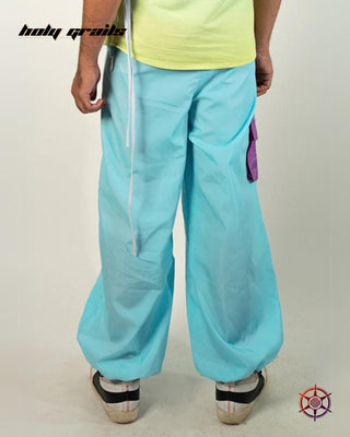 Streetwear Style 'Mint Breeze' Parachute Blue & Purple Cargo Nylon 110 GSM Pants HG x Duskin - Back