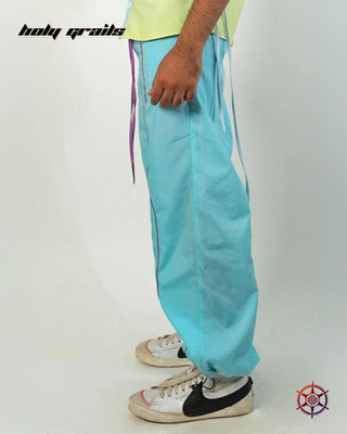Streetwear Style 'Mint Breeze' Parachute Blue & Purple Cargo Nylon 110 GSM Pants HG x Duskin - Side 1