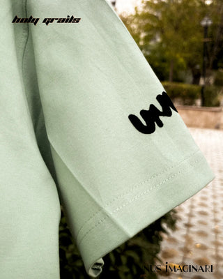 Streetwear Style 'Mint Green' 210 GSM 100% Cotton Oversize Graphic Tee HG x Unus Imaginari - Sleeve Close