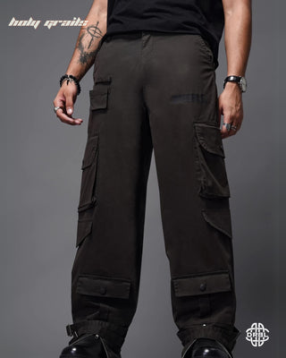Streetwear Style 'Nocturnal' Brown Baggy 240 GSM 100% Cotton Twill Cargo Pants HG x DRBL - Front
