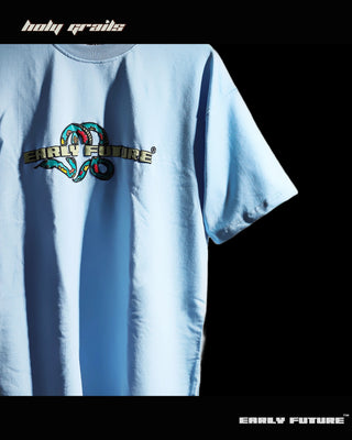 Streetwear Style 'One Devil Knows Another' Serpent Sky Blue 240 GSM Oversize Tee HG x Early Future - Front