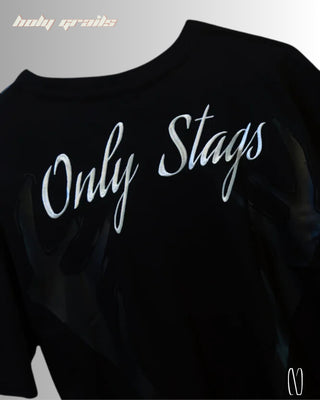 Streetwear Style 'Only Stags' Black 220 GSM Interlock Fabric Tee HG x Noctura - Back