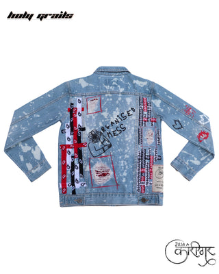 Streetwear Style 'Organised Mess' Blue Oversize Upcycled Denim Jacket - Back