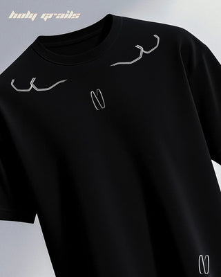 Streetwear Style 'Own League' Black 240 GSM 100% French Terry Cotton Reflective Oversize Graphic Tee HG x Noctura - Back