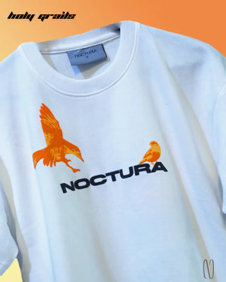 Streetwear Style 'Party Bird' White Graphic Tee HG x Noctura - Front