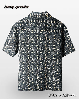 Streetwear Style 'Phool' Grey 100% Cotton Jaipuri & Sanganeri Print Oversize Half-Sleeve Shirt HG x Unus Imaginari - Back